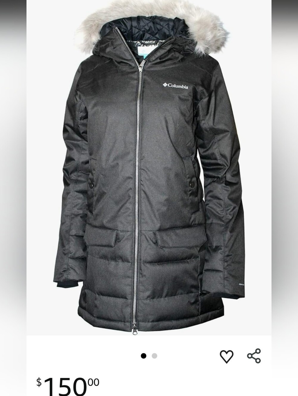 NWOT Columbia Women's Hidden Falls Mid Omni Heat Black Hooded Jacket Sz M
